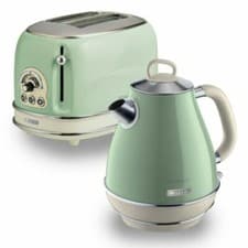 Image of Ariete Vintage/Retro Style Jug Kettle and Toaster Pack - Green AR5514, AR6904