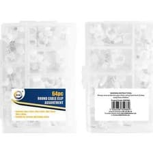 Image of 64pc Round Cable Clip Assortment of Sizes for Securing and Tidying cables.