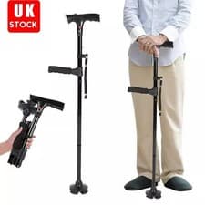 Image of Twin Grip Cane - Premium Folding Fold Up Walking Stick With Light And Alarm - UK