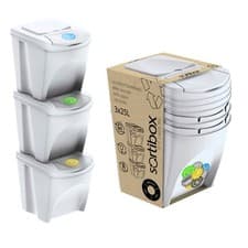Image of Sorting Bins Recycling Segregation Waste Stackable Lidded Sticker bin 25L