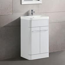 Image of Nes home Lex 500mm Freestanding Vanity Unit Ceramic Basin Cabinet Gloss White