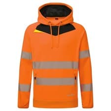 Image of Portwest DX483 DX4 Hi-Vis Overhead Hoodie Anti-Pill Fleece - Orange Black