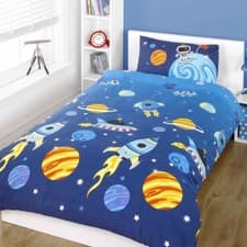 Image of ROCKET SINGLE DUVET QUILT COVER BEDDING SET – SPACE SOLAR SYSTEM BOYS NEW