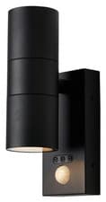 Image of Outdoor Light Black Leto Double Spot IP65 PIR Motion Sensor Zink ZN-29179-BLK-65
