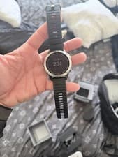 Image of Garmin Fenix 6 Smartwatch 47mm Silver with Black Band, GPS, Triathlon Multisport