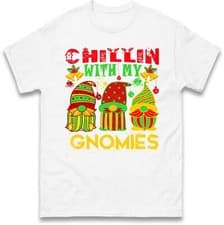 Image of Chillin With My Gnomies Christmas Funny Holiday T Shirt,Merry Christmas Gift Top