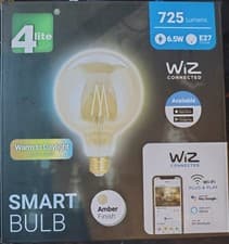 Image of 4lite WiZ Smart LED Filament Bulb G125 Amber WiFi E27 Alexa Google Buy 4 pack 