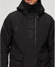 Image of Superdry Ultimate SD Windcheater Windbreaker Jacket Black Hooded Embroidered -