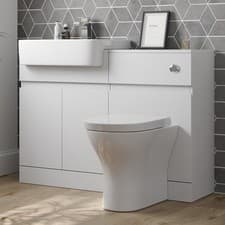 Image of Affine Bathroom Toilet WC Basin Sink Vanity Unit Combination White Gloss 600mm