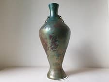 Image of Amphora vase , Large raku pottery vase , Tall raku vase , Iridescent vase , Amer