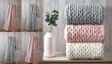 Image of Luxury Super Soft Chunky Hand-Knitted Cable Knit Throw 120x150cm