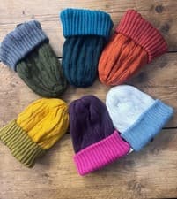 Image of Unisex Reversible Beanie Two-Tone Winter Hat Double-Sided Knit Beanie Unisex