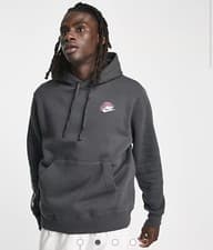 Image of NIKE Mens Grey Double Logo Club Hoodie Large