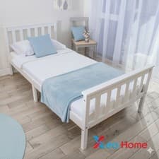 Image of 3ft Single Wooden Bed Frame White Teenager Kids Solid Pinewood Furniture Bedroom
