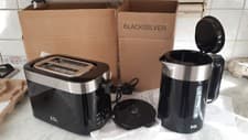 Image of Twin Pack - EGL Vogue 3000W Kettle and 2 Slice Toaster Set - Black/Silver