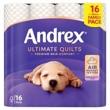 Image of Andrex Ultimate Quilts Toilet Tissue, 3-Ply, 16 Rolls