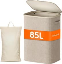 Image of Lifewit 85L Laundry Basket with Lid, Large Laundry Hamper with Plastic Handles