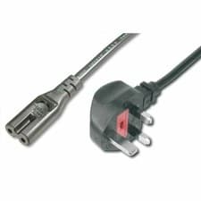Image of 3M UK MAINS CABLE - 13A UK PLUG TO C7 FIGURE 8" SOCKET"