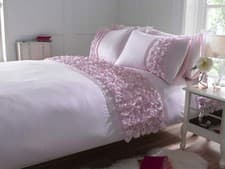 Image of Duvet cover set new bedding pink cream green matt ruffle frills design CLEARANCE