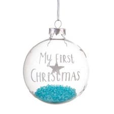 Image of Sass & Belle Baby Boy My First Christmas Bauble Novelty Blue Ornament Decoration