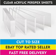 Image of Clear ACRYLIC Sheet PLASTIC Perspex Sheet Cut To Size .. FREE POLISHED EDGES