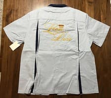 Image of Aime Leon Dore ALD Bowling Shirt Blue Chain Stitch Embroidery Button Up Size XXL