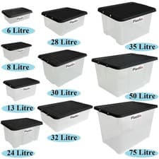 Image of High Quality Plastic Storage Clear Box With Lids Home Office Stackable UK Made