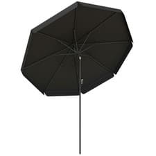 Image of Outsunny 2.7m Patio Umbrella Garden Parasol with Crank, Ruffles, 8 Ribs, Black