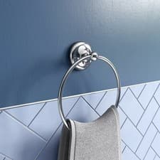 Image of Croydex Flexi-Fix Chrome Towel Ring, Bathroom Accessories - Grosvenor