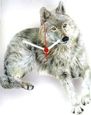 Image of White Wolf Wild Animal Wall Clock Made In UK Gift Boxed