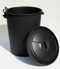 Image of 50L Dustbin w Clip Lock Lid Large Black Plastic Waste Bin Garden Pet Coal CA162