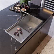 Image of Premium Handmade Brushed Stainless Steel Kitchen Sink - Single Bowl with Drainer