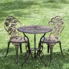 Image of Cast Aluminium "Blossom" Bronze Two Seater Bistro Set