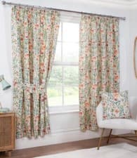 Image of AMY Watercolour Floral 3" Pencil Pleat Header Lined Curtains Any Size