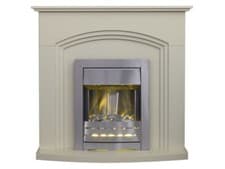 Image of Adam Truro Fireplace Suite Cream + Helios Electric Fire Brushed Steel 41"