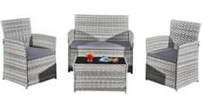 Image of 4-Seater Grey Rattan Garden Sofa Set | Weatherproof Outdoor Patio Furniture