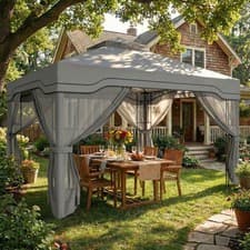 Image of 3 x 3.6 m Garden Gazebo with Shelves, UPF50+ Permanent Gazebo