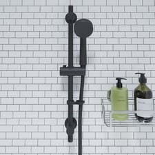 Image of Croydex Presion Pressure Boost Shower Set, Matte Black Riser Rail Hose & Handset