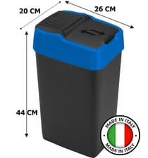 Image of 18L Plastic Indoor Recycling Trash Bin with Double Swing Lid Top Colour Coded