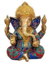 Image of Brass Hindu God Lord Ganesha Ganpati Religious Statue Figurine Idol Sculpture