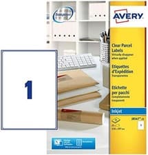 Image of Avery Clear Parcel Address Labels J8567 A4 25 Sheets