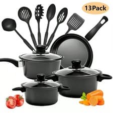 Image of 13pcs Cookware Set Pan Pot Non Stick Saucepans Frying Pan Cookware Set Glass Lid