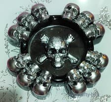 Image of Handmade Skull Ashtray/Silver/Black/Resin/Gothic/11.5 x 2 Cms