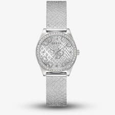 Image of Guess Ladies Boa Silver Mesh Crystal Watch GW0748L1