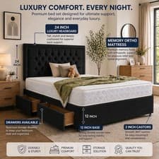 Image of PLUSH DIVAN BED SET WITH LUX MATTRESS AND HEADBOARD 3FT 4FT 4FT6 Double 5FT King