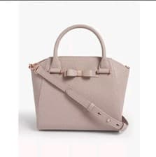 Image of Ted Baker Daryyl Bow Leather Tote Bag, Taupe Peach Medium