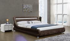 Image of Modern Designer Curved Crushed Velvet Bed Frame With LED Strip Double, King Size