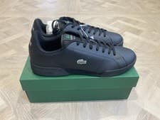 Image of Lacoste Carnaby Cupsole Leather Shoes in Black Trainers UK 9