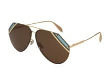 Image of Alexander McQueen AM0092S 008 Teal & Gold Sunglasses Sonnenbrille  65mm