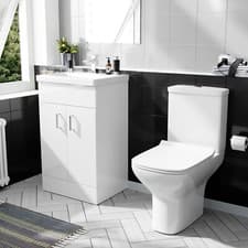 Image of Nes Home 500mm White Basin Vanity & Rimless Close Coupled Toilet Flat Pack